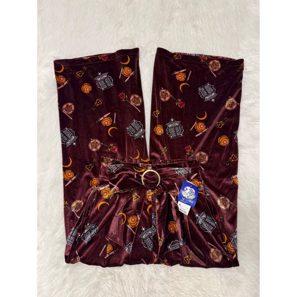 Gu Pants - Sailor Moon x GU Velvet Dark Red Wide Leg Pants